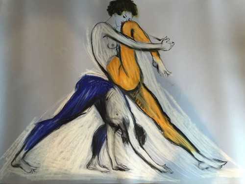 Pair of dancers - no 7 -
Life drawing in Caran D'Ache oil pencils
(Ref 11)